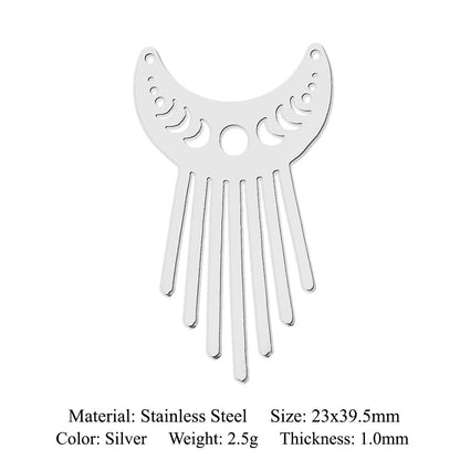 5 pcs/pack geometric square titanium steel pendant ginkgo biloba DIY