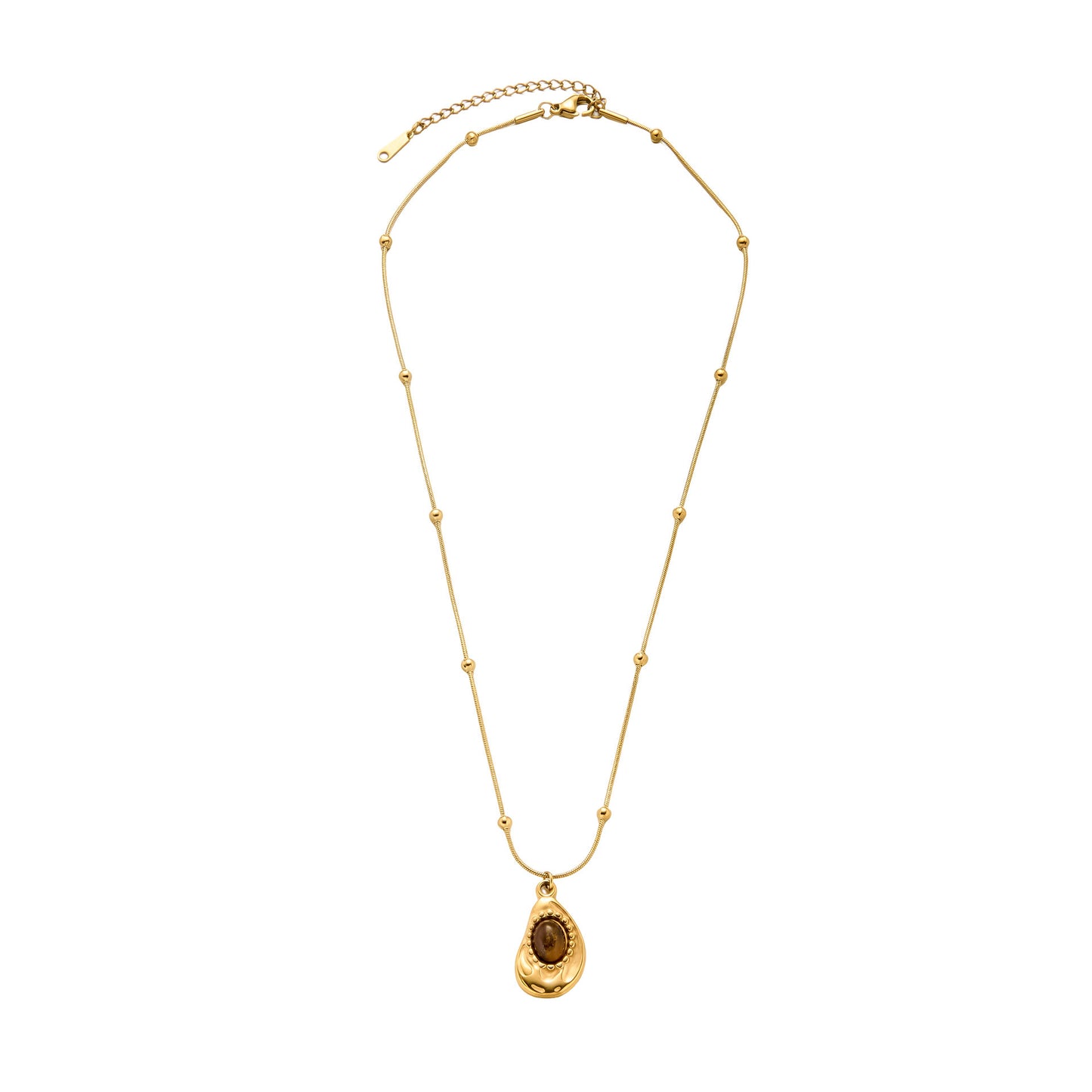 Stainless steel amber stone necklace