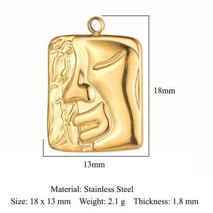 Colgante de acero de titanio con forma de tótem facial, accesorios de acero inoxidable con doble orificio 