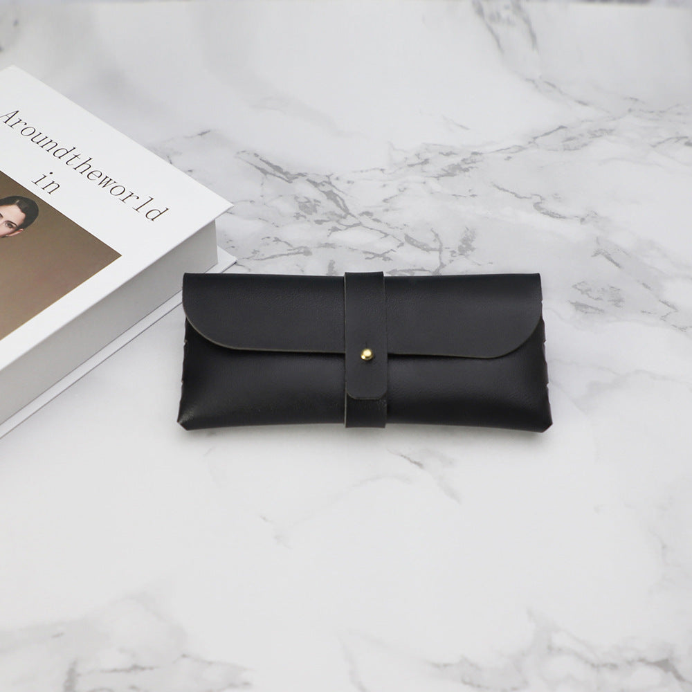 Buttoned PVC Leather Sunglasses Case Customizable