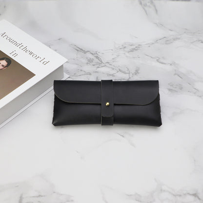 Buttoned PVC Leather Sunglasses Case Customizable
