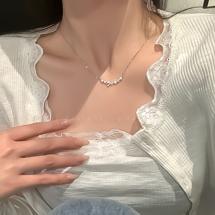 Zircon Flower Collarbone Necklace