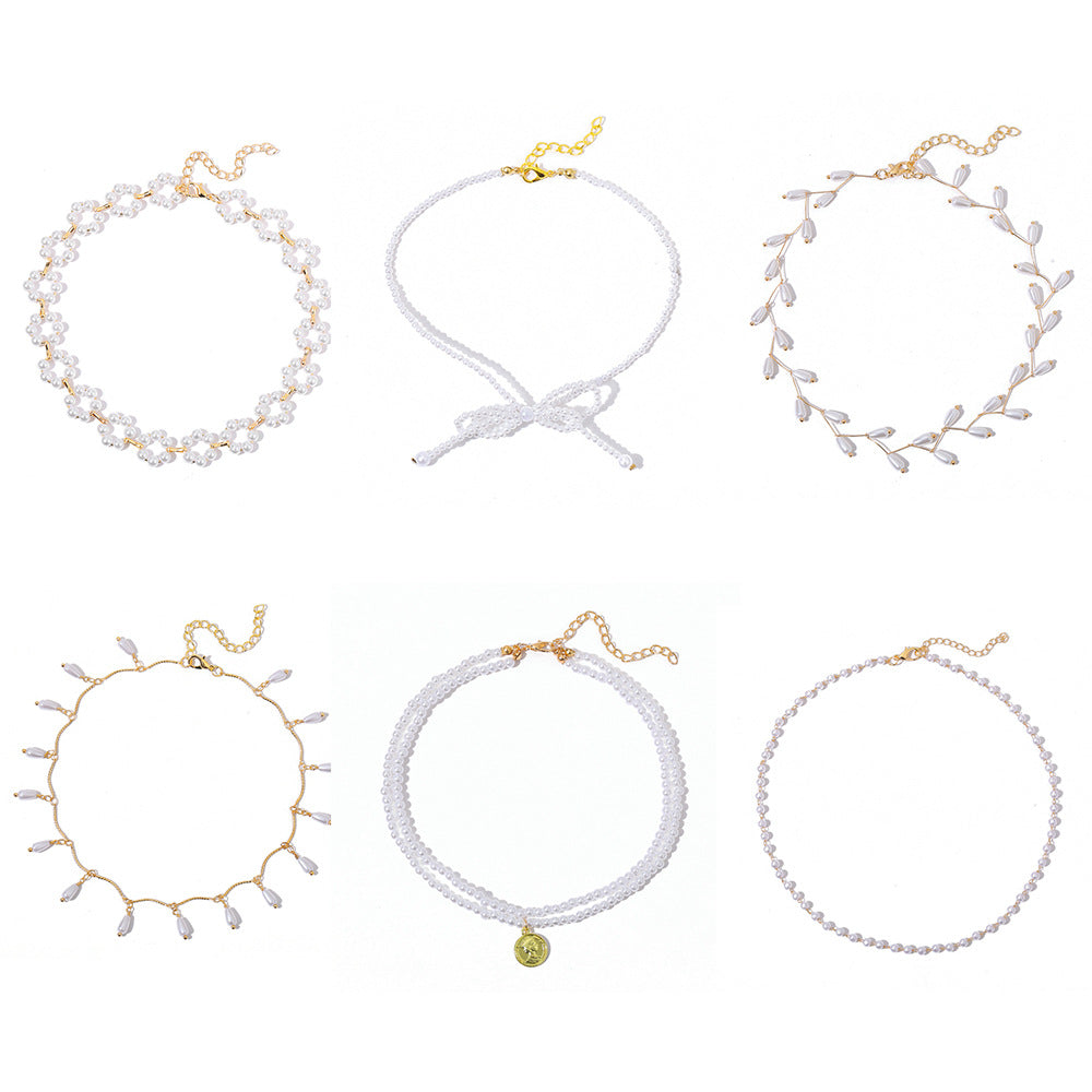 Retro Imitation Pearl Wedding Necklace