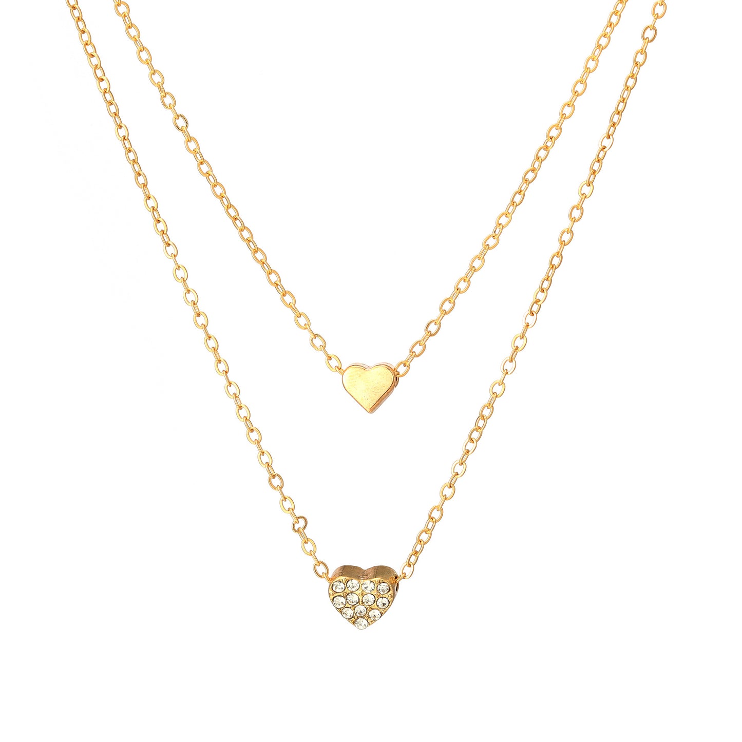 Pequeño collar de corazón de doble capa estilo Chanel 
