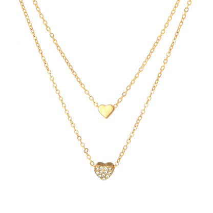 Pequeño collar de corazón de doble capa estilo Chanel 