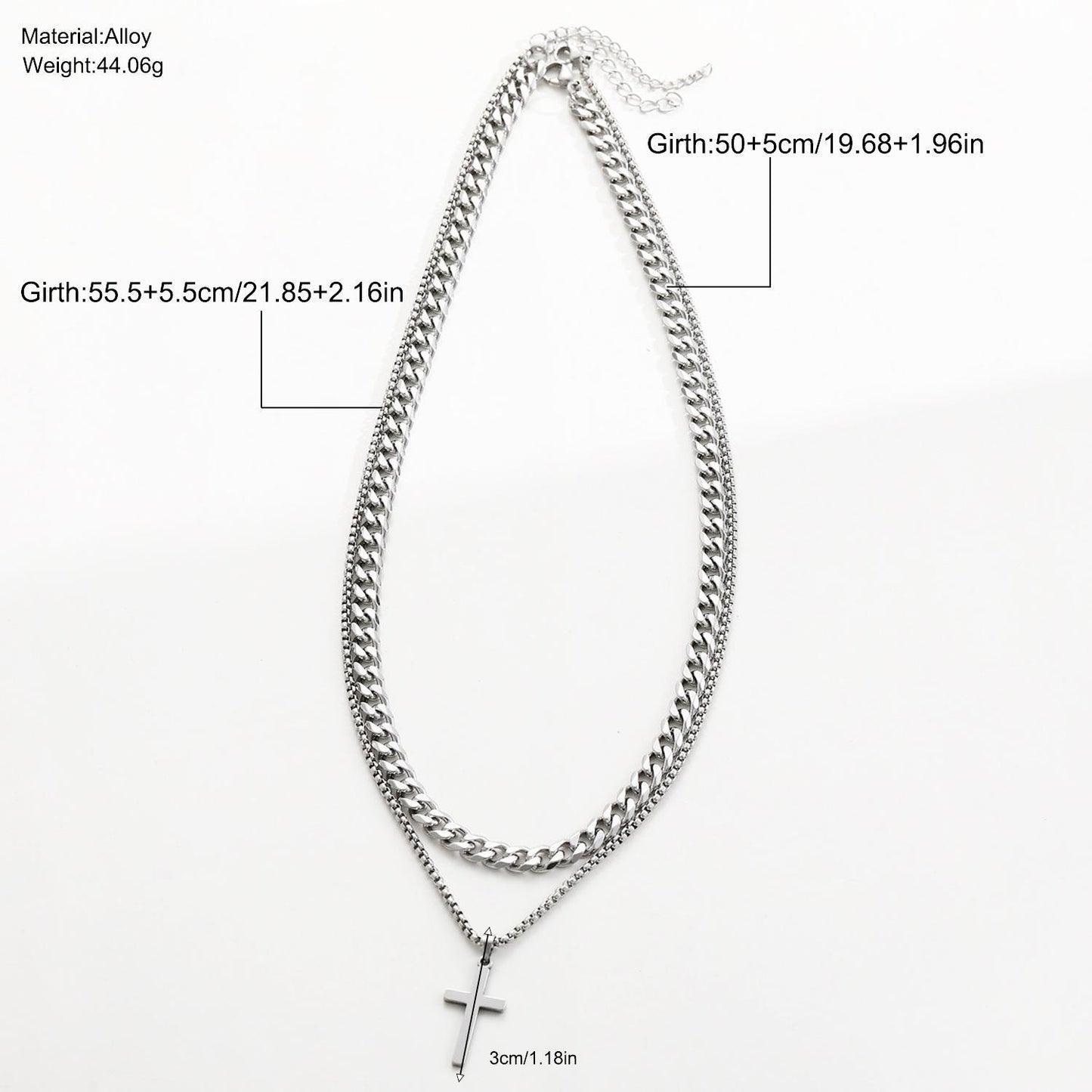 Stainless Steel Double-Layer Twist Cross Necklace