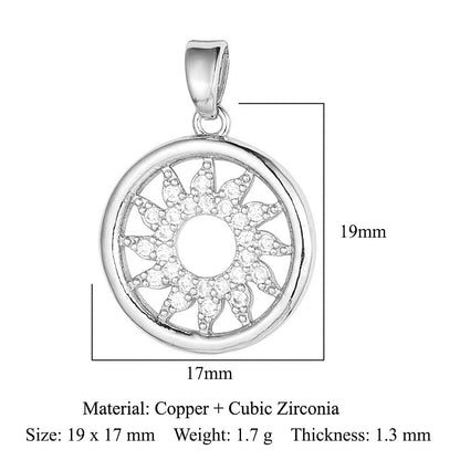 Colgante de cobre y circonita con forma de sol, luna y estrellas 