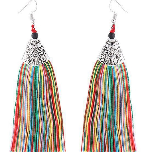 Explosive fish mouth fringed earrings