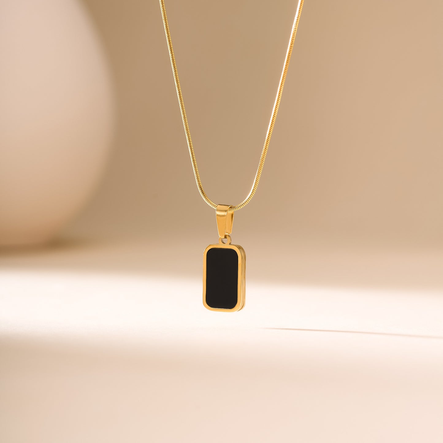 Titanium Steel Black & White Square Necklace