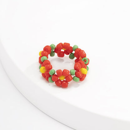 Anillo de cuentas de arroz de estilo retro, con combinación de estilos 