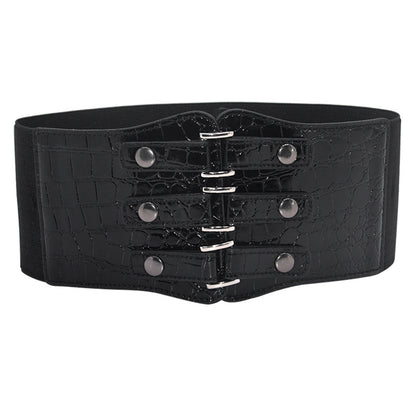 Black extra wide waist seal female alligator pattern