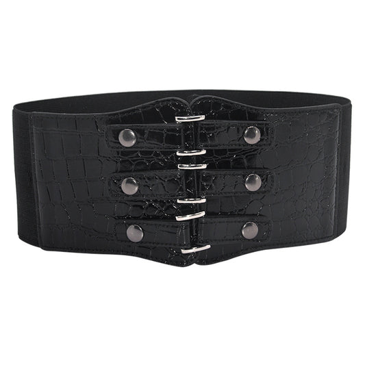 Black extra wide waist seal female alligator pattern