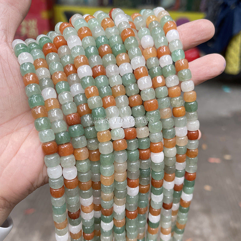 7-8Mm natural tricolor jade old beads loose beads