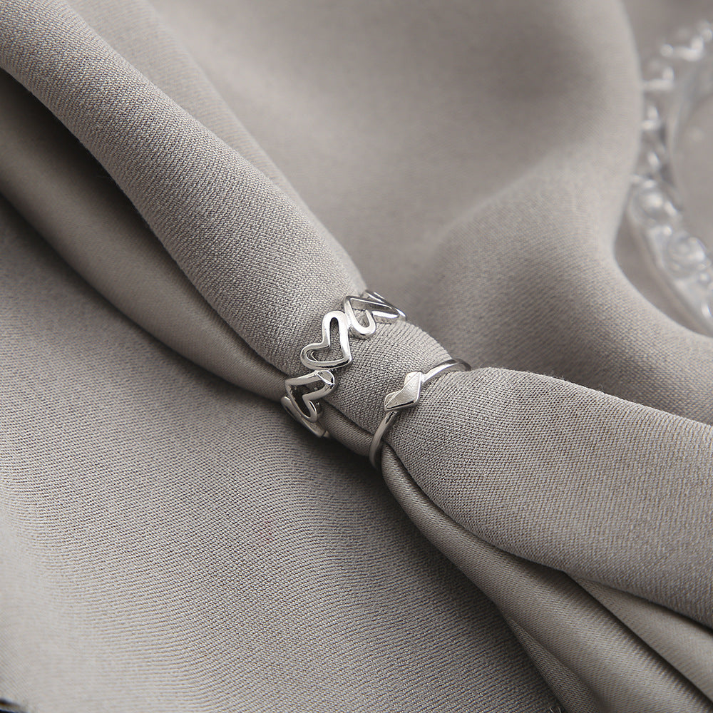 Hollow heart ring set 2 pieces