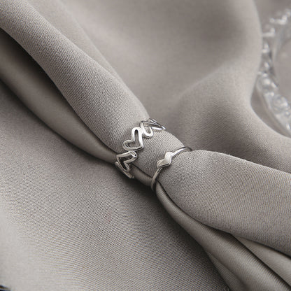 Hollow heart ring set 2 pieces