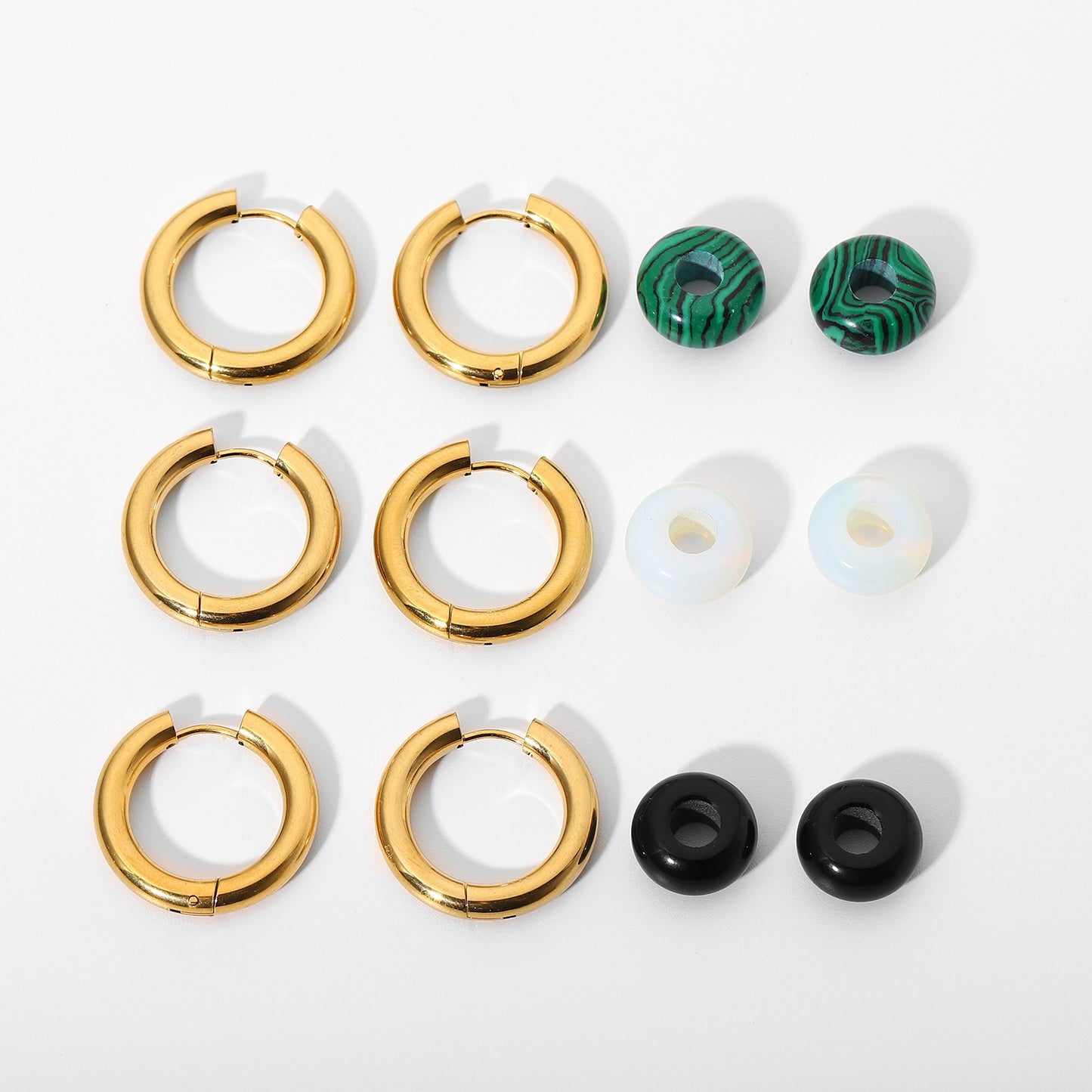 Double gold plated colorful stone earrings for women