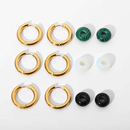 Double gold plated colorful stone earrings for women