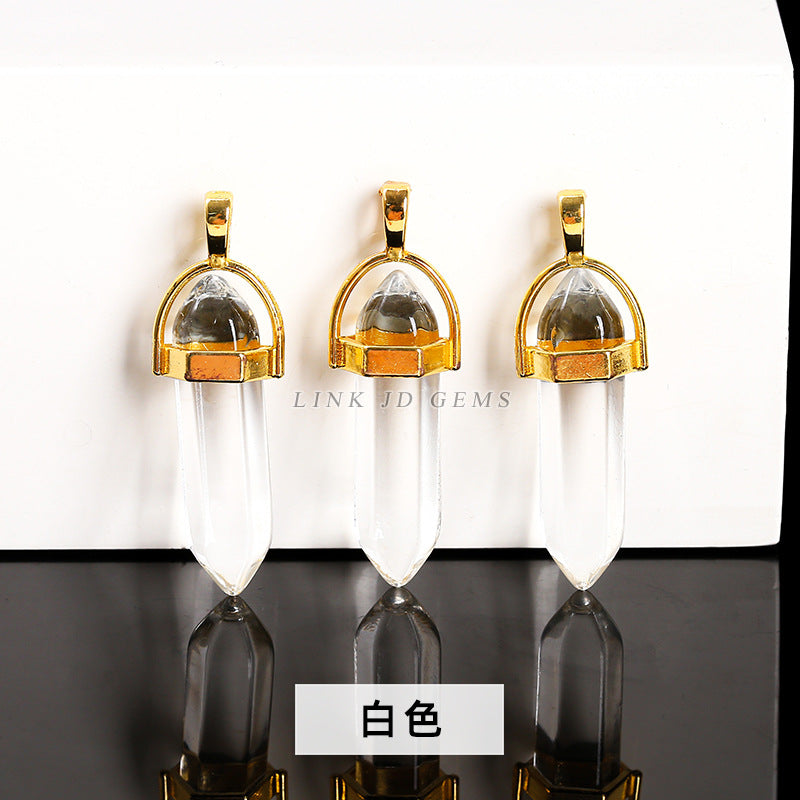 Colorful glass hexagonal column pendant