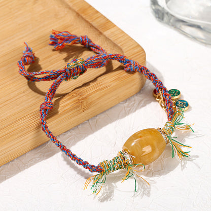 Topaz bucket beads lucky Nafu woven hand rope