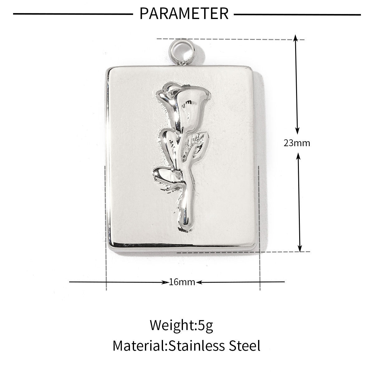 Square oil drop flower titanium steel necklace pendant