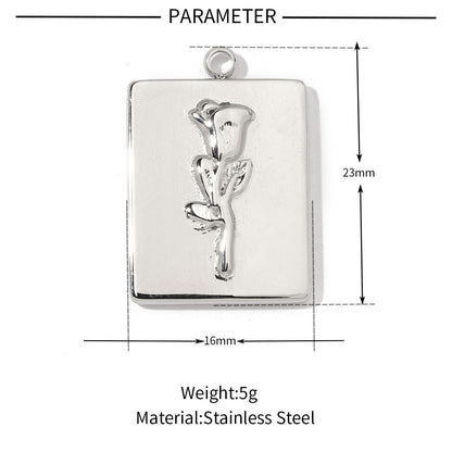 Square oil drop flower titanium steel necklace pendant