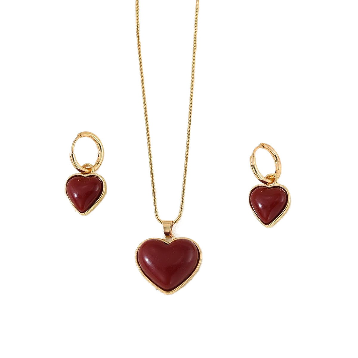 Red Love Heart Jewelry Set