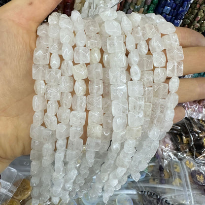 8*8MM 25pcs/string natural stone cut square loose beads