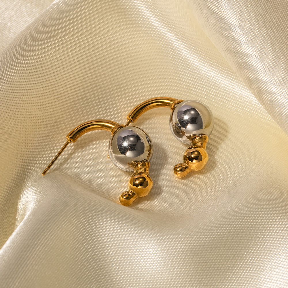 Gold and silver color matching simple earrings