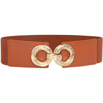 Circle pair buckle new wide belt