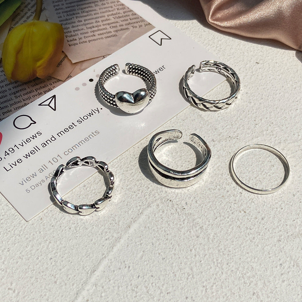 Juego de 5 anillos de amor sencillos 
