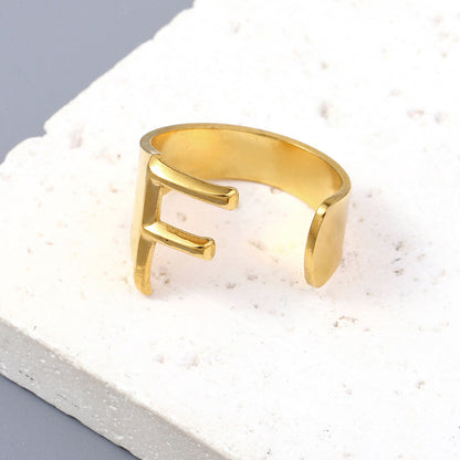 Titanium steel 26 English letter open ring
