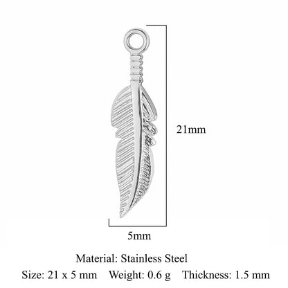 5 pcs/pack leaf wing bow stainless steel pendant