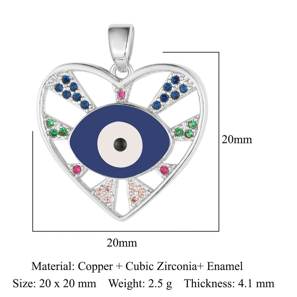 Colgante de cobre y circonita con forma de media luna y ojos 