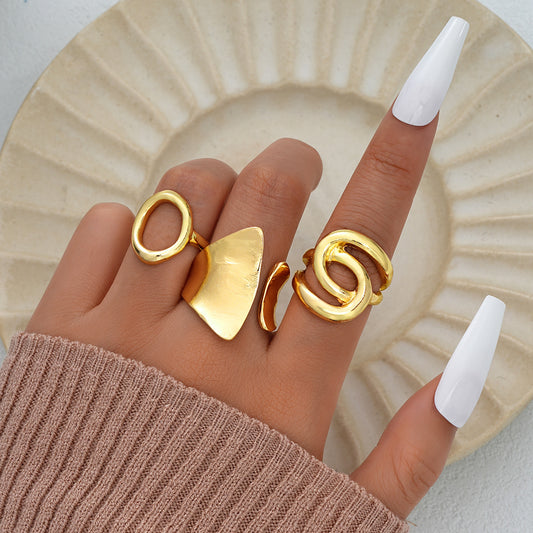 Gold Irregular Hollow Ring Set
