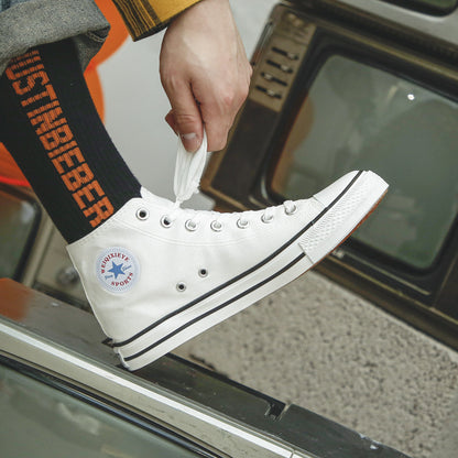 1 Zapatos de lona clásicos para hombre, estilo coreano, informal unisex 