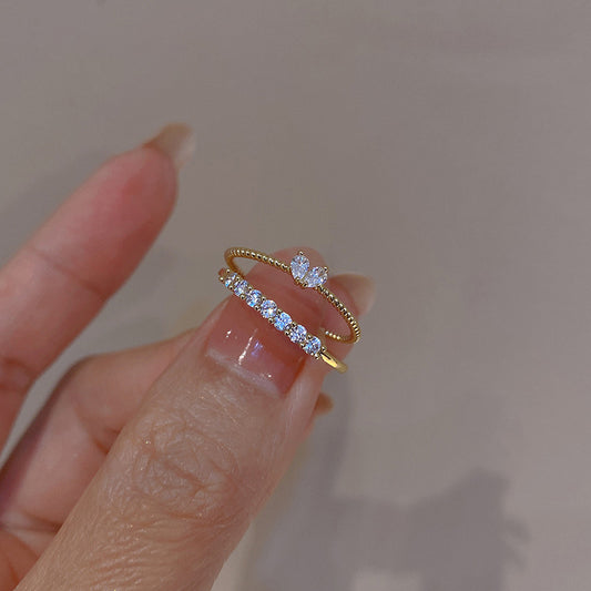 Rhinestone Peach Heart Ring