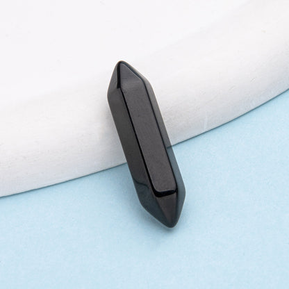 Colar de pingente de coluna hexagonal de ponta dupla de cristal 