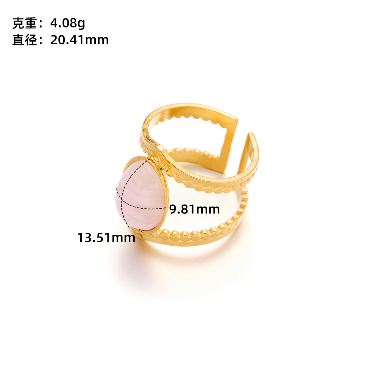 Gold Titanium Steel Flower Ring