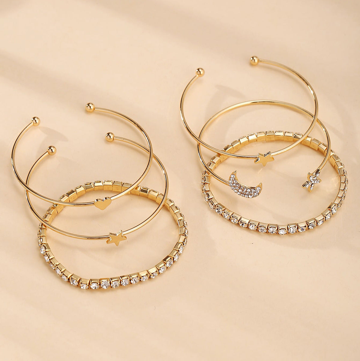 Sparkling Star Moon Bracelet Set