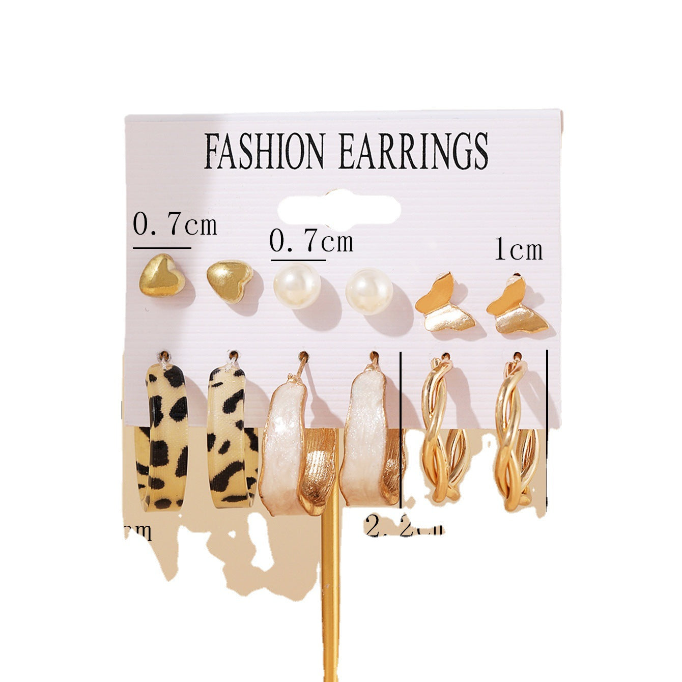 6-Pair C-Shape & Animal Print Earring Set