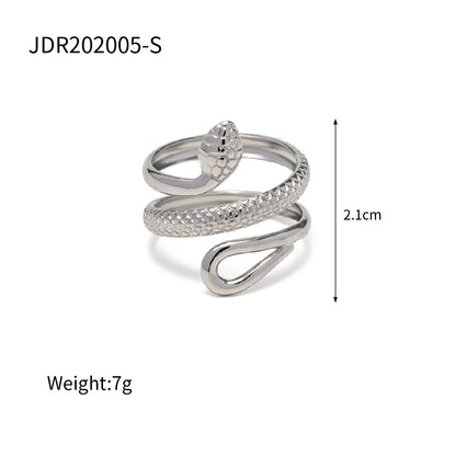 18K Gold Plated Stainless Steel Textured Snake Ring