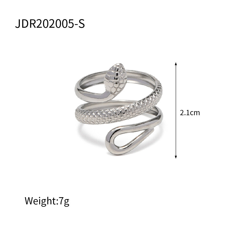 18K Gold Plated Stainless Steel Textured Snake Ring
