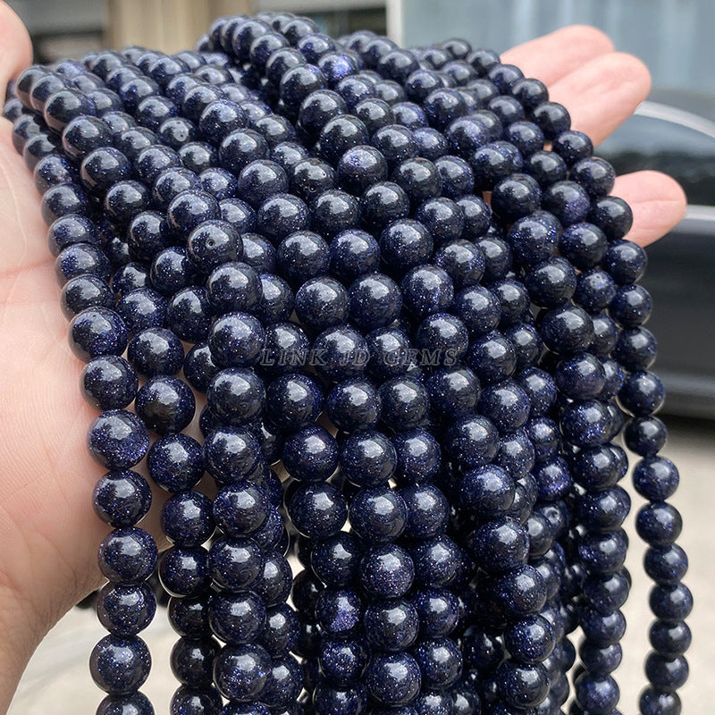 Star blue sand stone round beads blue sand stone loose beads