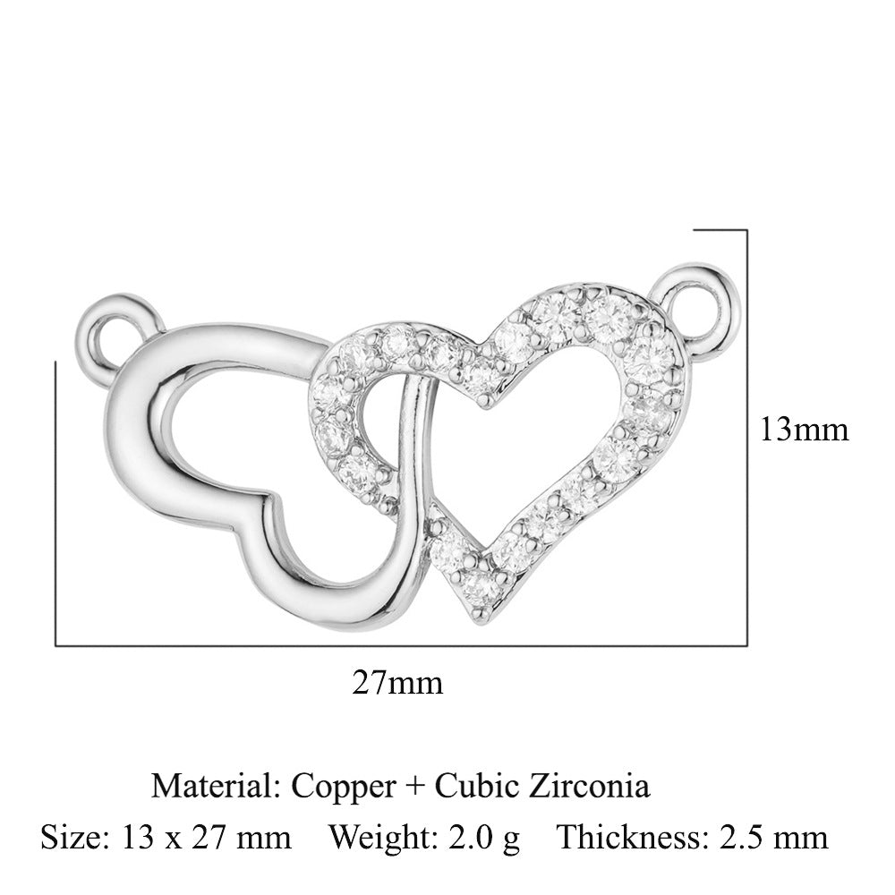 Bead butterfly copper zircon double hole accessories family pendant