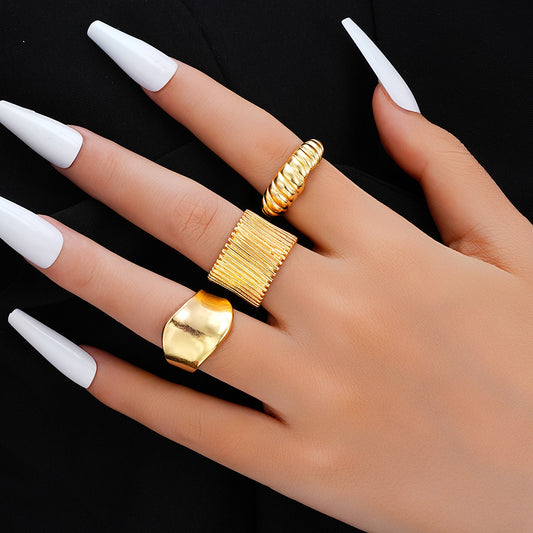 Geometric Alloy Ring Set