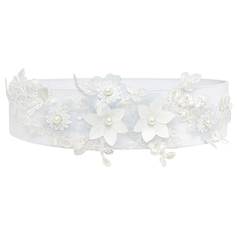 Embroidered ladies waist elastic belt