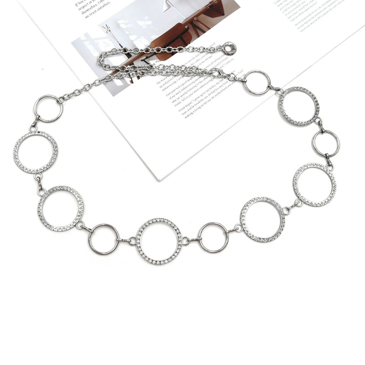 Belt chain female metal rhinestone