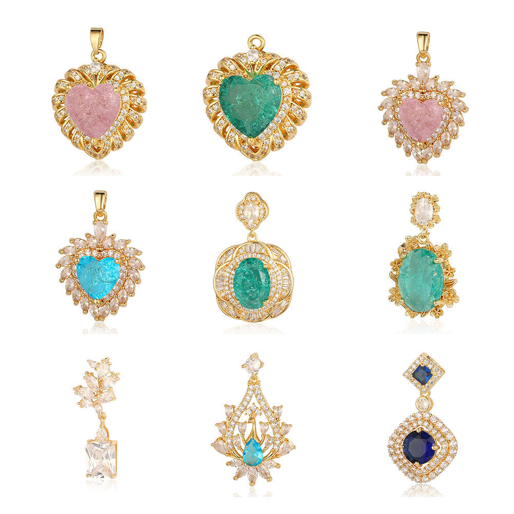 Copper zircon pendant water drop oval square