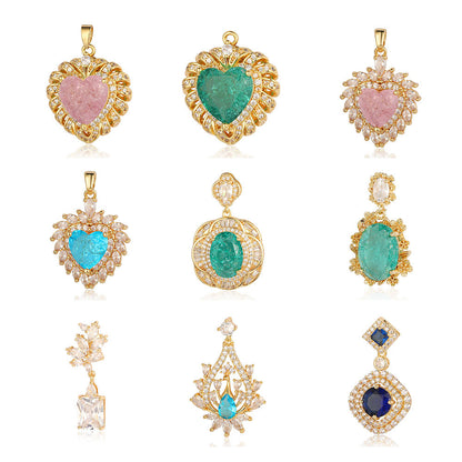 Copper zircon pendant water drop oval square