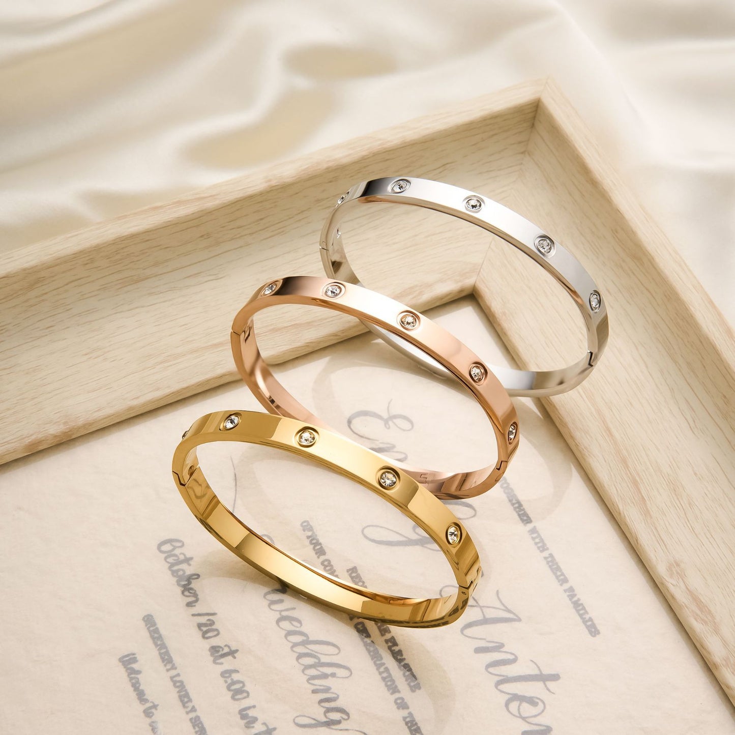 Stainless Steel Ten Diamond Bracelet